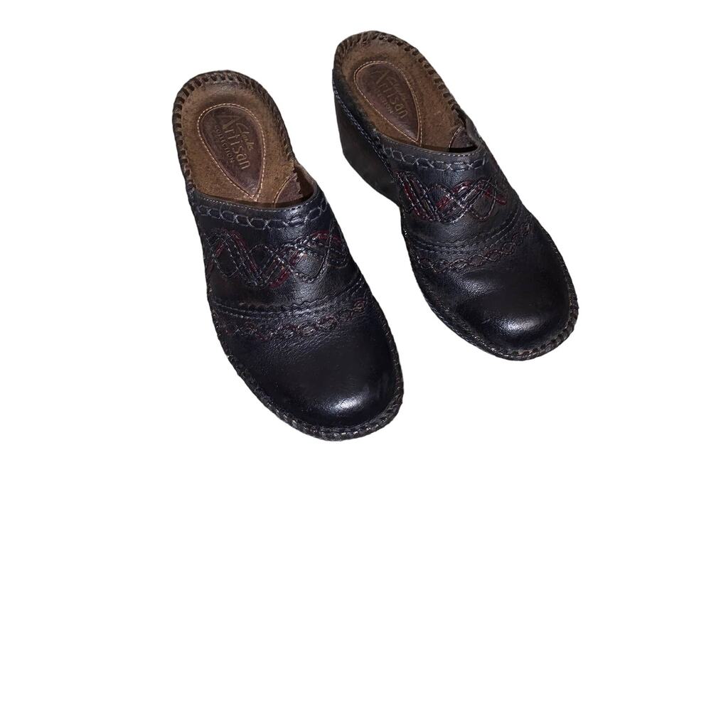 Clarks Artisan Slip-On Y2k Clogs Mule Stitched Le… - image 3